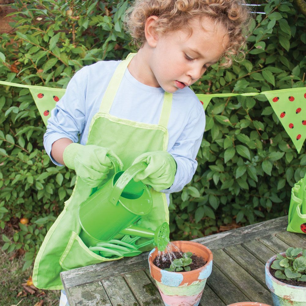 Obrázek BIGJIGS Toys zahradní set nářadí v plátěné tašce zelený 6 ks (3)