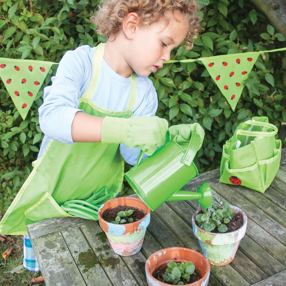 Obrázek BIGJIGS Toys zahradní set nářadí v plátěné tašce zelený 6 ks