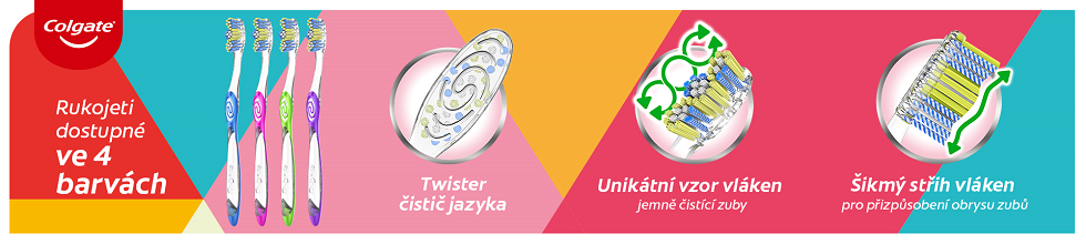 Obrázek COLGATE Twister Design Edition zubní kartáček měkký 4ks (7)