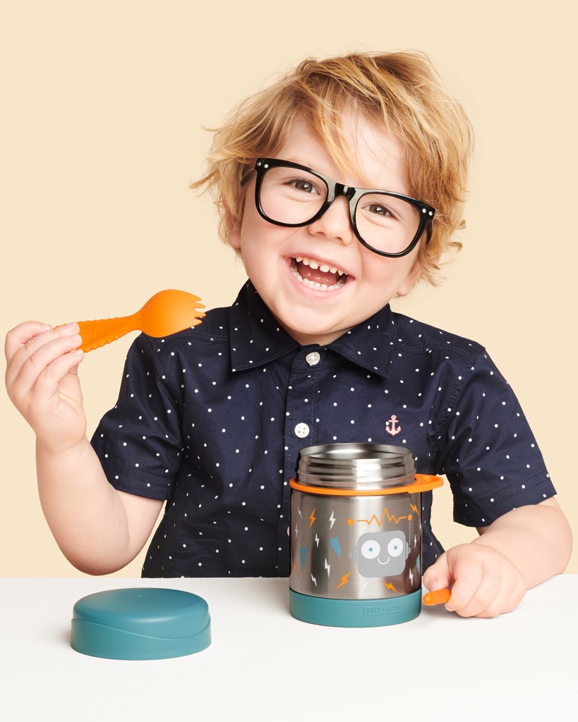 Obr&aacute;zek SKIP HOP Spark style termoska na j&iacute;dlo se lžičkou/vidličkou robot od 3 let 325 ml