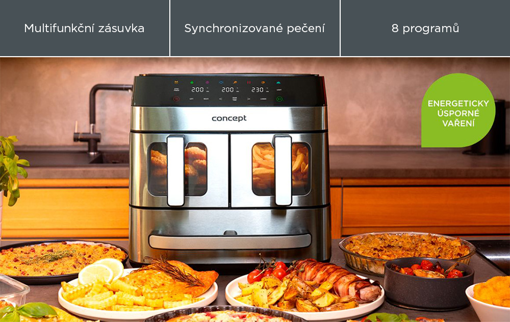 Obrázek CONCEPT FR9000 Horkovzdušná fritéza pizza trio 18,5 l
