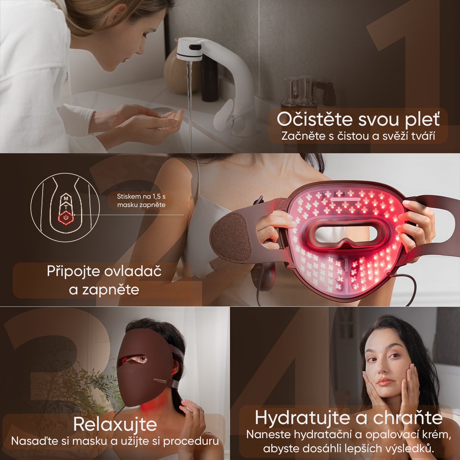 Obrázek JOVS LED světelná terapeutická maska na obličej (3)