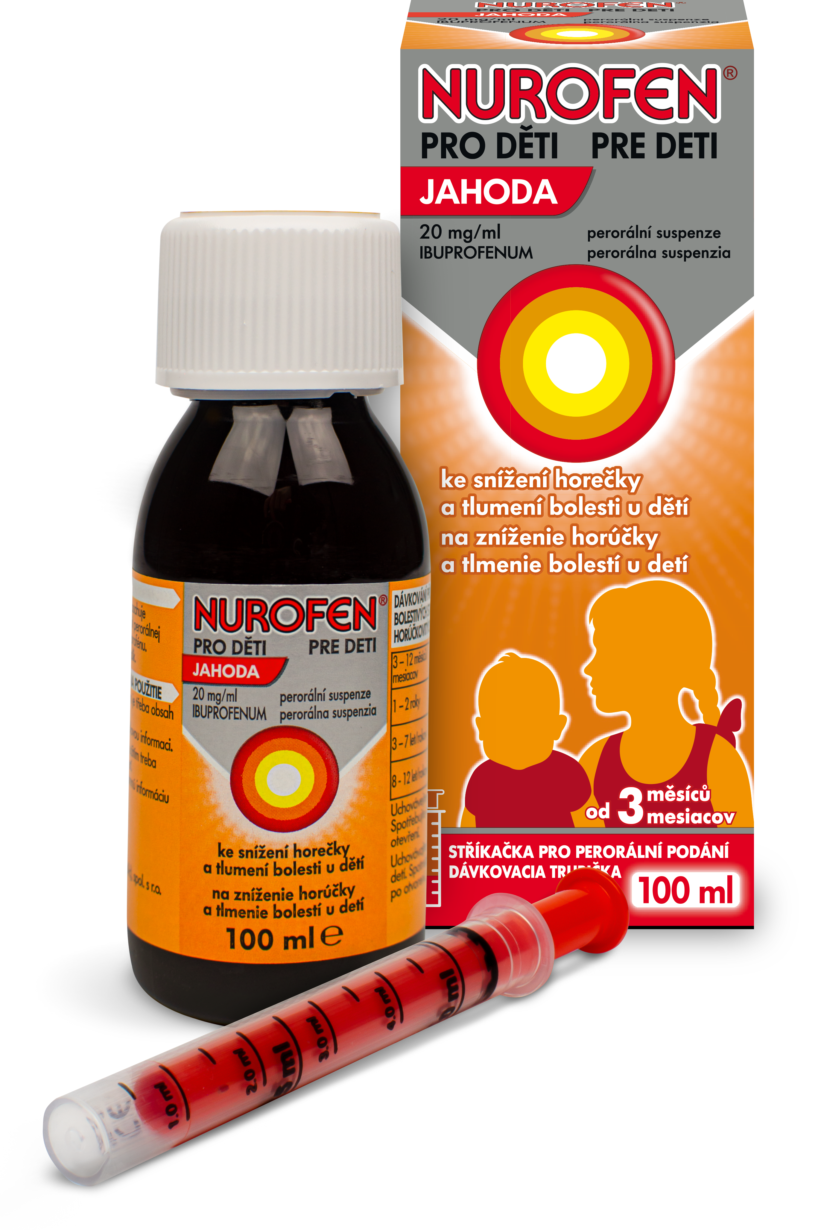 Obrázek NUROFEN Pro děti jahoda suspenze 20 mg/ml 100 ml II (3)