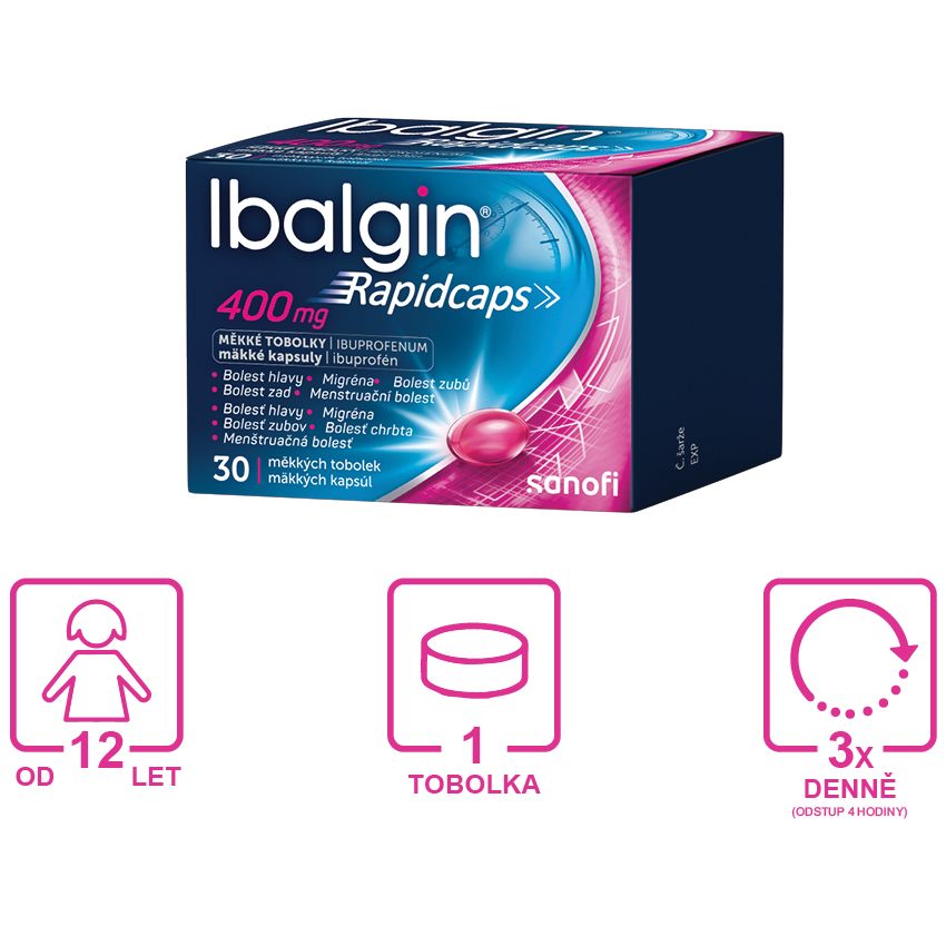 Obrázek IBALGIN Rapidcaps 400 mg 30 měkkých tobolek (18)