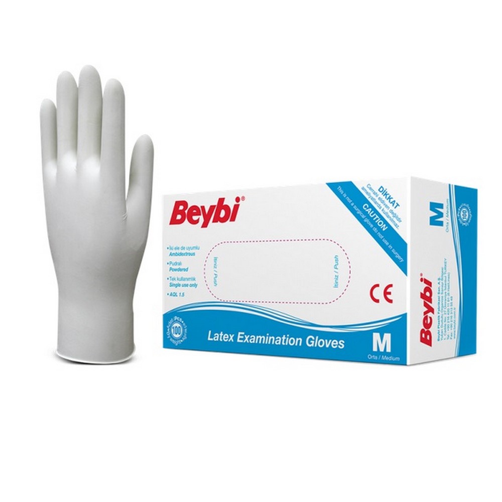 Obrázek BEYBI Latexové rukavice velikost M 100 kusů