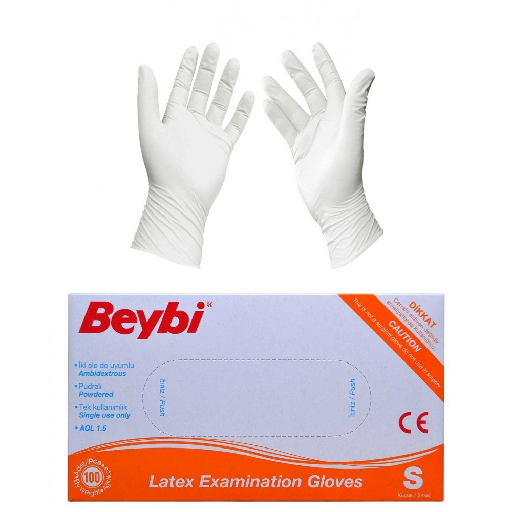 Obrázek BEYBI Latexové rukavice velikost S 100 kusů