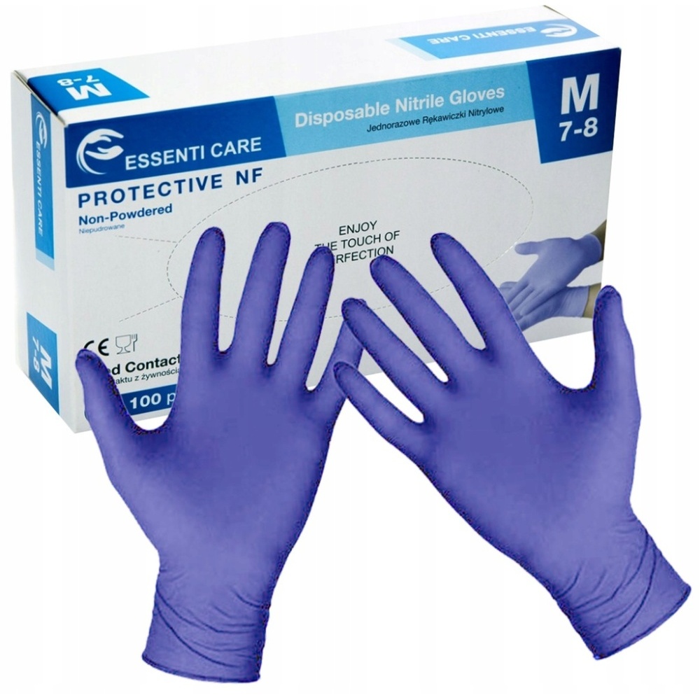 Obrázek ESSENTI CARE Jednorázové nitrilové rukavice velikost M 100 kusů