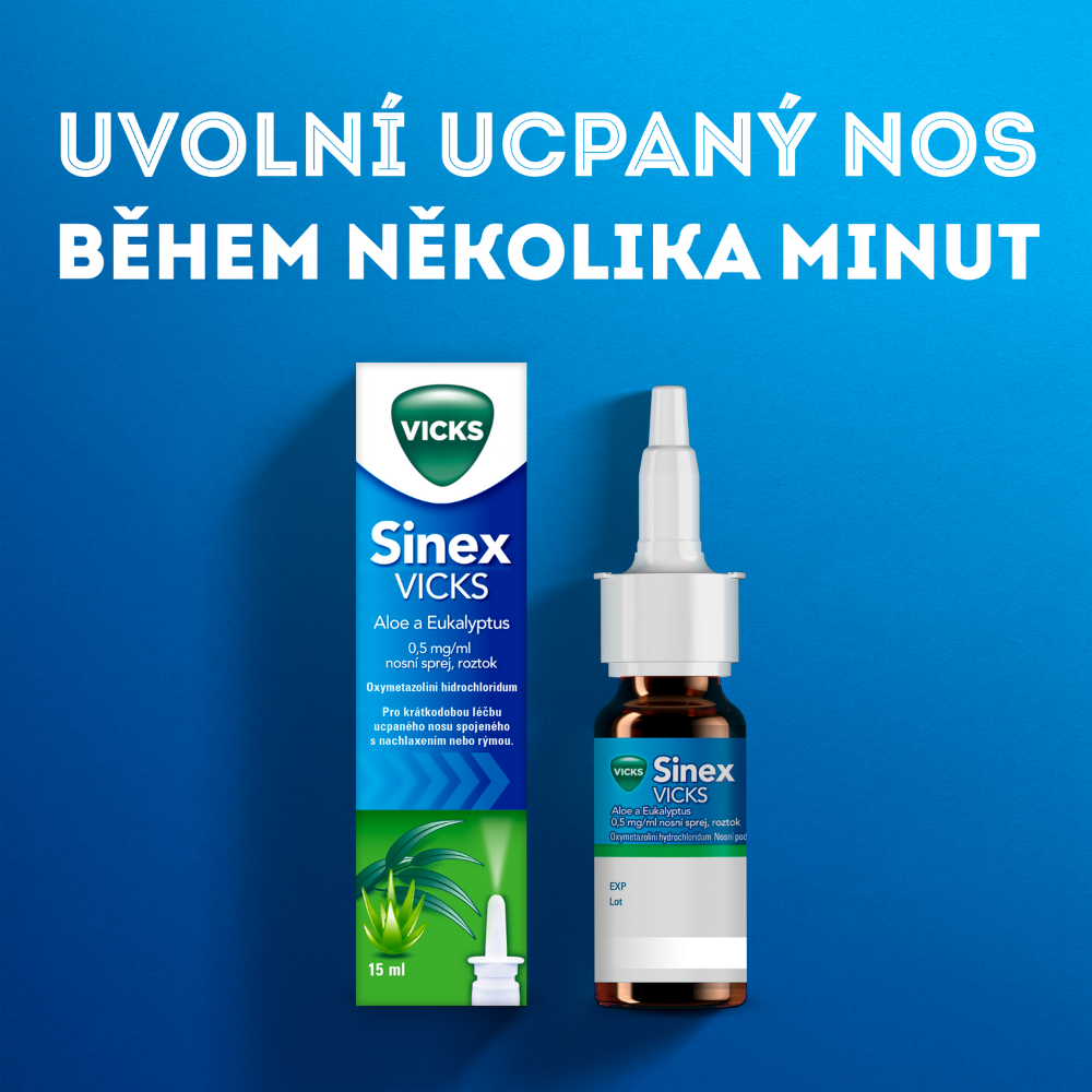 Obrázek SINEX Vicks aloe a eukalyptus 0,5 mg/ml nosní sprej, roztok 15 ml (2)