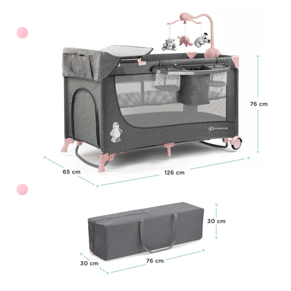 Obr&aacute;zek KINDERKRAFT Post&yacute;lka cestovn&iacute; Joy s doplňky pink (2)