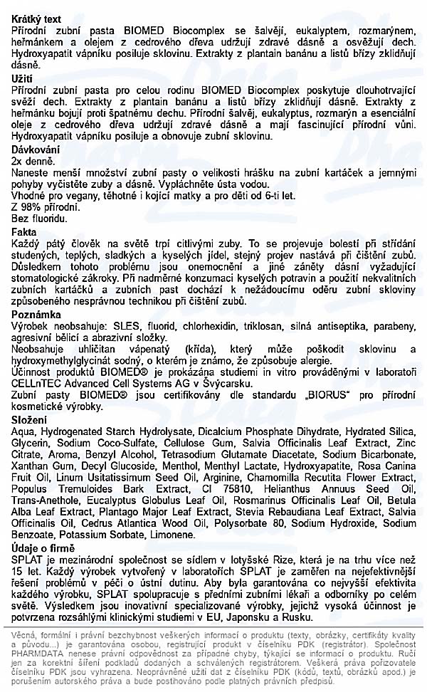 Obr&aacute;zek BIOMED Biocomplex zubn&iacute; pasta 100 g