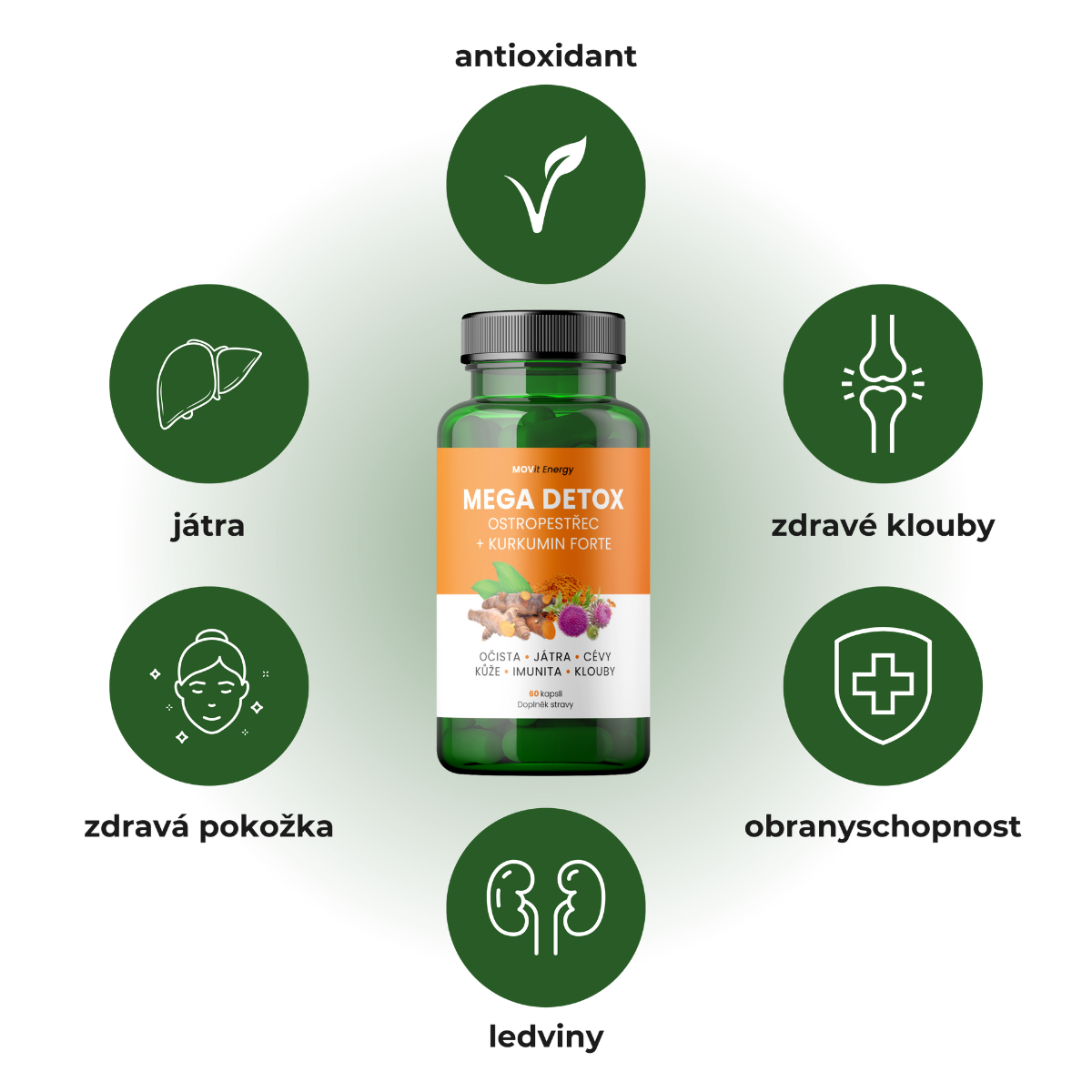 Obrázek MOVIT ENERGY Mega detox Ostropestřec a Kurkumin forte 60 veganských kapslí (6)
