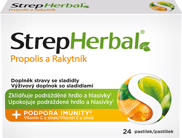 Obrázek STREPHERBAL Propolis a rakytník 24 pastilek (2)