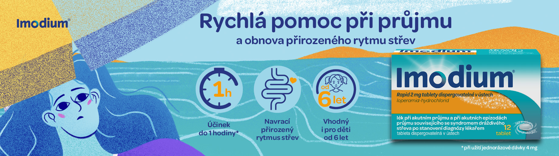 Obrázek IMODIUM® Rapid 2 mg tablety dispergovatelné v ústech 12 ks