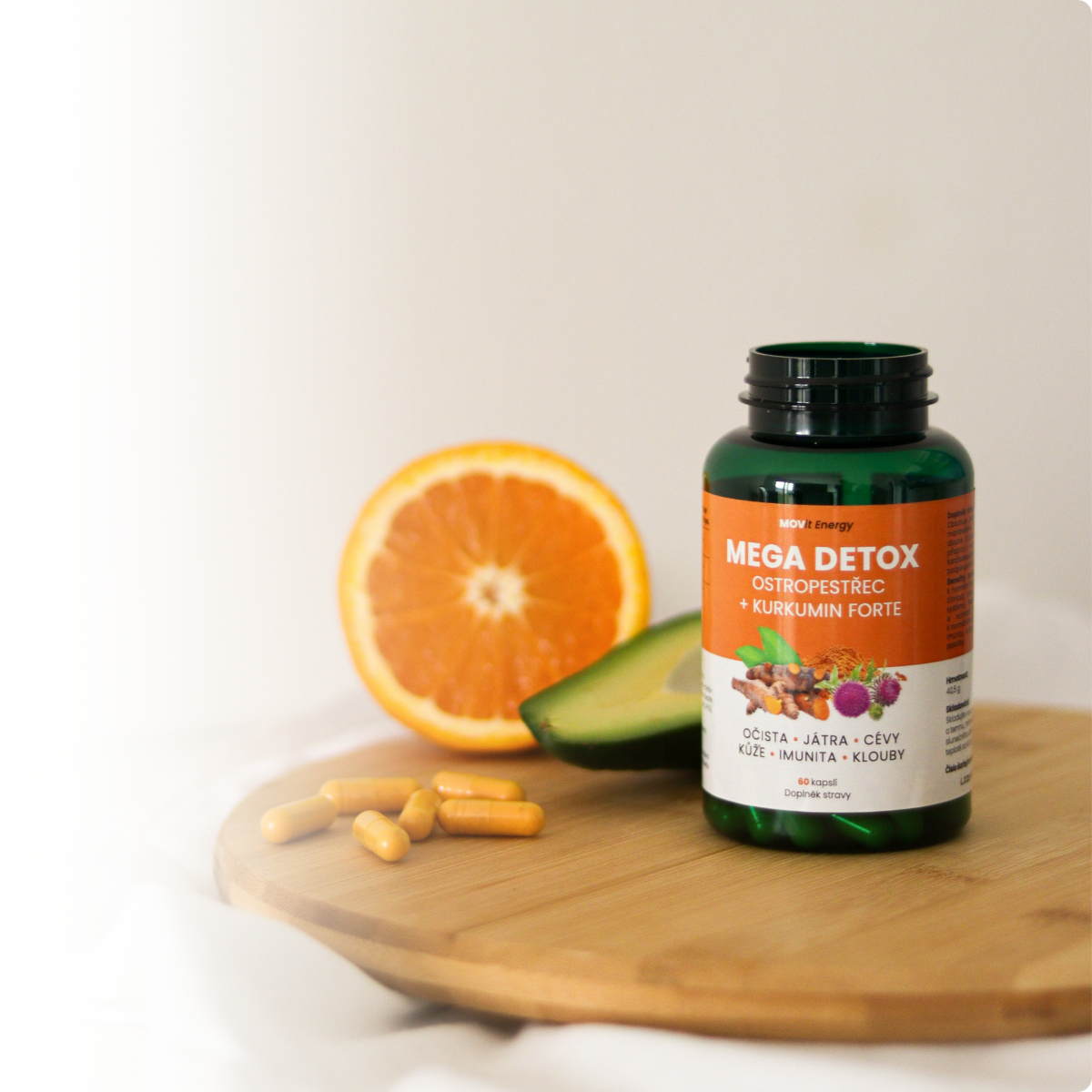 Obrázek MOVIT ENERGY Mega detox Ostropestřec a Kurkumin forte 60 veganských kapslí (8)