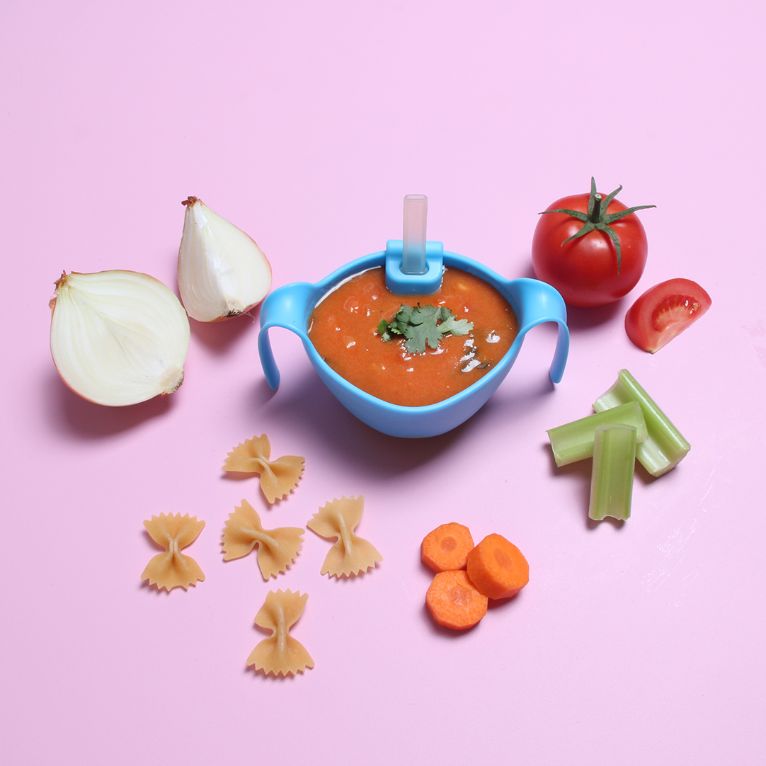 Obr&aacute;zek B.BOX Miska s brčkem modr&aacute; 250 ml