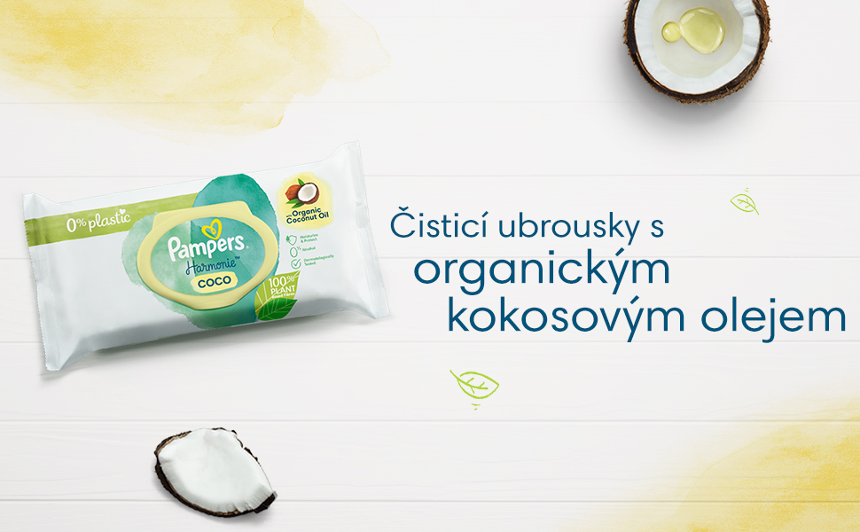 Obrázek PAMPERS Harmonie Coco oil dětské čistící ubrousky 9 x 44 ks