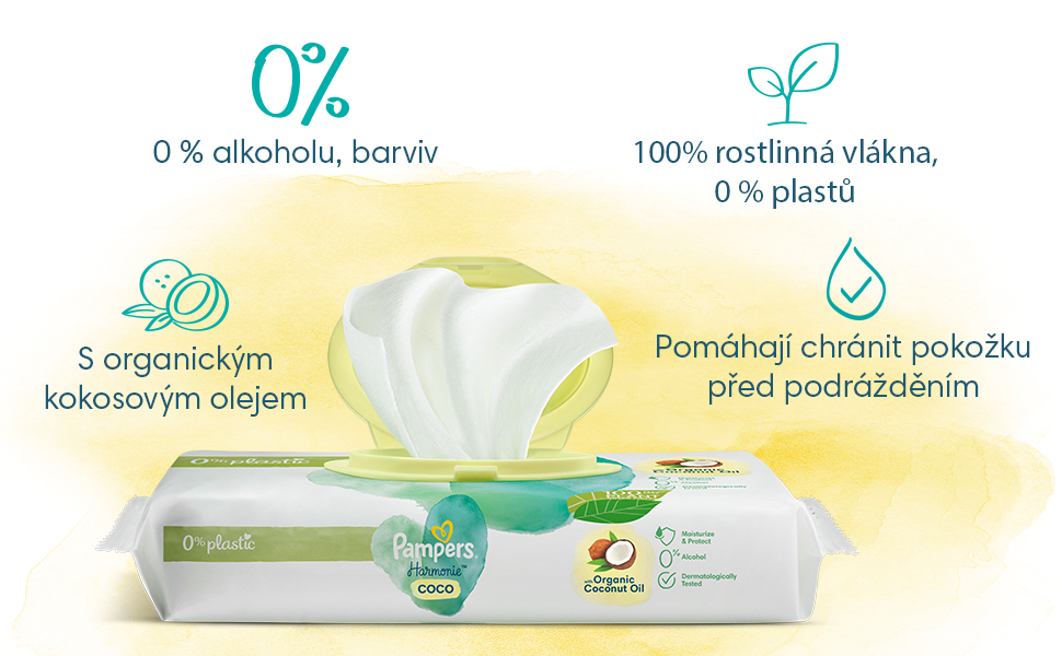 Obrázek PAMPERS Harmonie Coco oil dětské čistící ubrousky 9 x 44 ks (3)