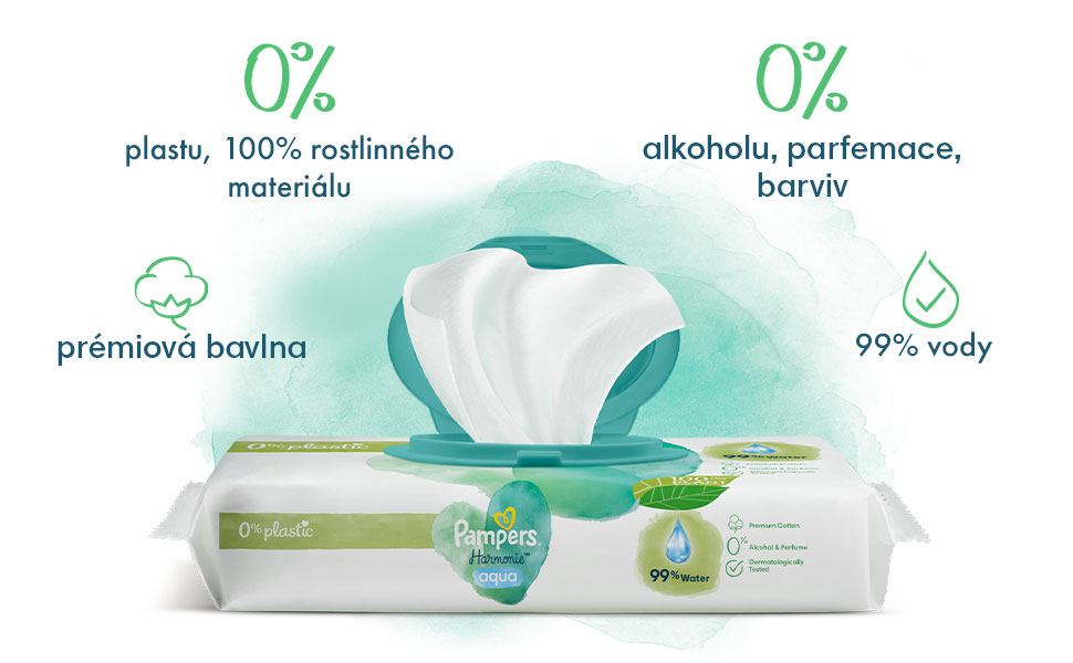 Obrázek PAMPERS Harmonie Aqua Plastic free ubrousky 24 x 48 ks (3)