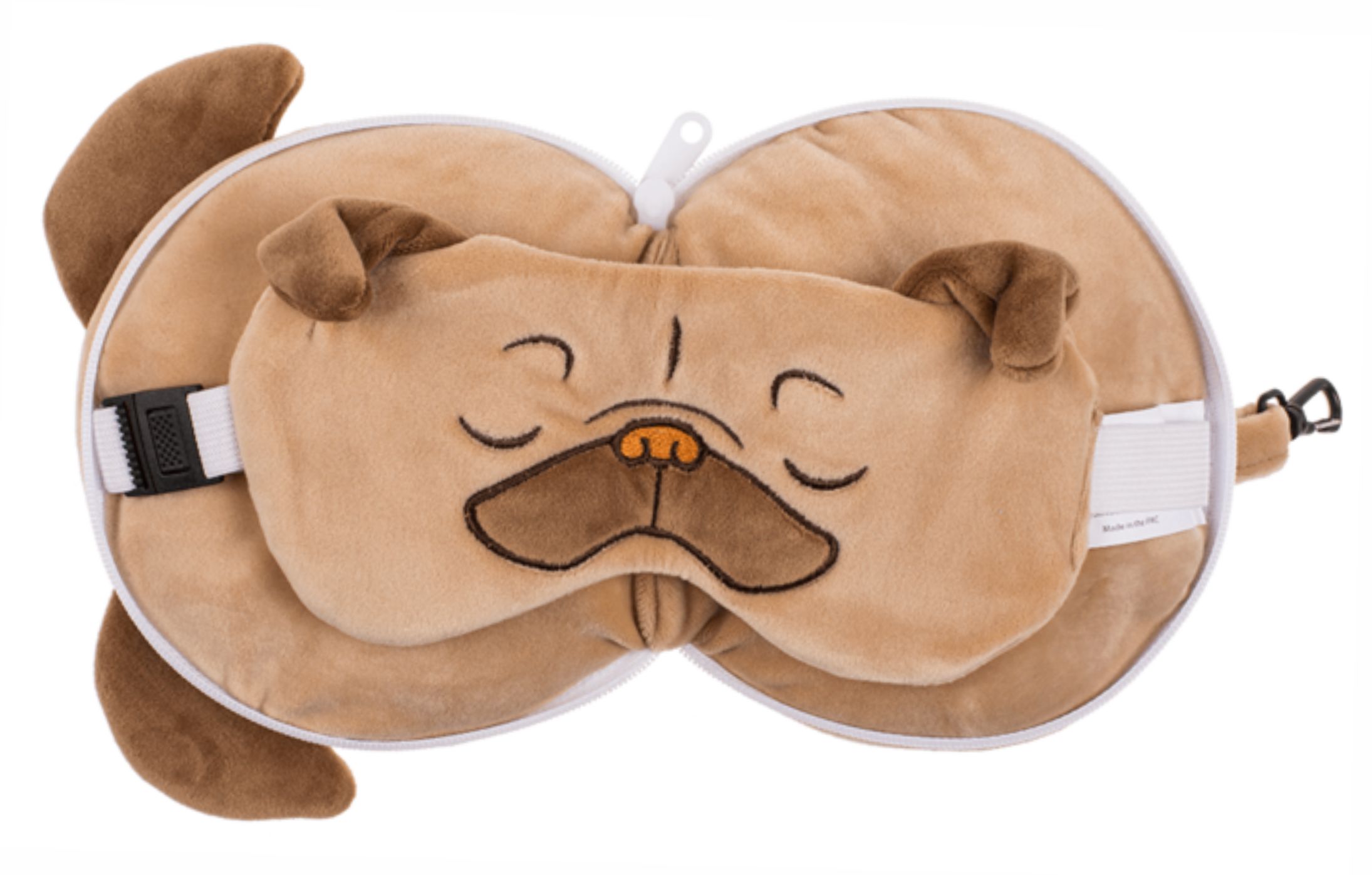 Obrázek OOTB Cestovní plyšový polštářek s maskou na oči mopsík