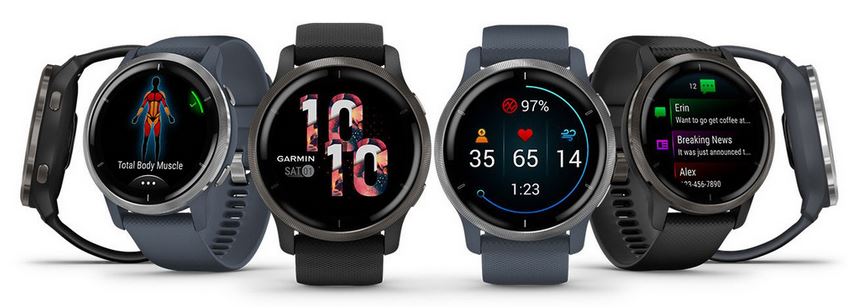 Obr&aacute;zek GARMIN GPS Venu 2 Slate/Black Leather Band sportovn&iacute; hodinky