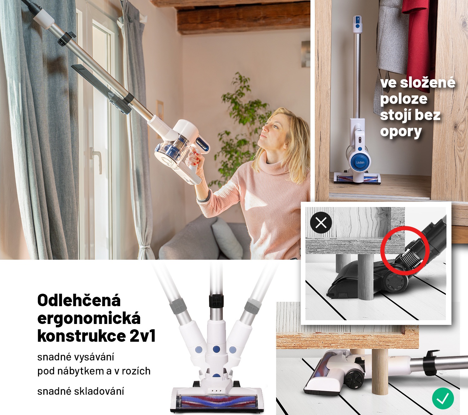 Obr&aacute;zek LAUBEN Stick Vacuum 2in1 22WB tyčov&yacute; vysavač
