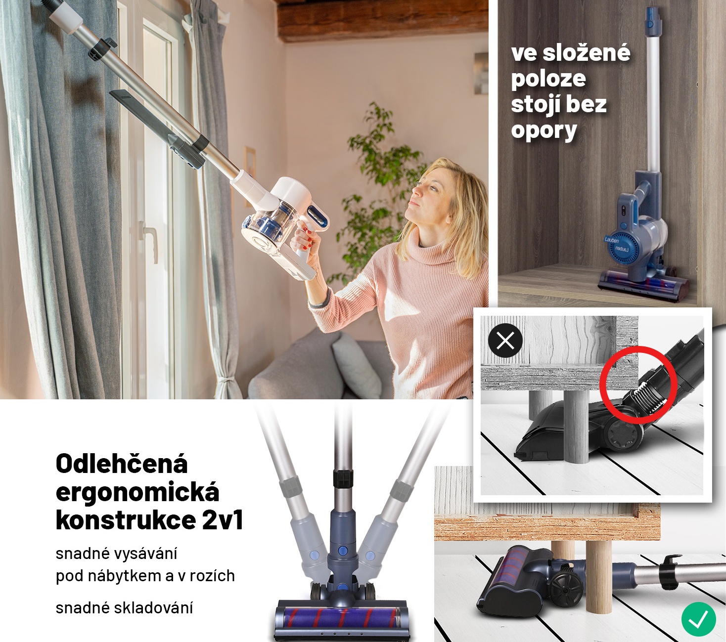 Obr&aacute;zek LAUBEN Stick Vacuum 2in1 Plus 22BL Pet tyčov&yacute; vysavač (2)