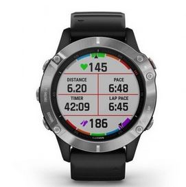 Obrázek GARMIN Fenix 6 Glass, GPS sportovní hodinky Silver/Black Band